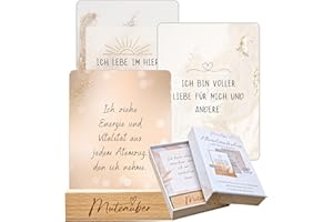 Mutzauber® 24 Affirmationskarten Motivationskarten für Erwachsene für besseres Mindset, Persönlichkeitsentwicklung, Motivation, Selbstliebe, Selbstbewusstsein mit Holzständer