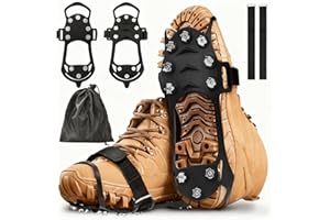 CPKONUUIP Spikes für Schuhe Winter, 10 Edelstahl Spikes Schuhe, Steigeisen, Zähne Schuhspikes, Schuhkrallen, Spikes für Schuhe,Anti Rutsch Schuhspikes,Schneespikes für Walking,Joggen,Klettern und Wandern