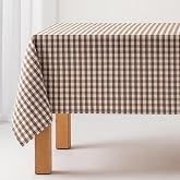 GAMUSI Stain Resistant Square Fabric Vichy Square Tablecloth Waterproof Cotton 140 x 140 cm Taupe