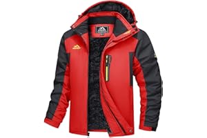 TACVASEN Veste Ski pour Homme Vestes Imperméable Chaudes Polaires Vestes De Randonnée Manteau Épais avec Capuche Amovible