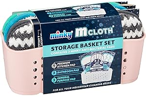 Minky Pink M Cloth Storage Basket Set