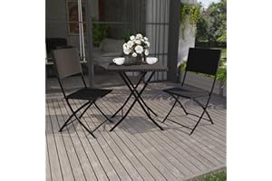 Garden Vida Ensemble bistrot de Jardin, Noir, H 72,5 x W 60 x D 60 cm Approx