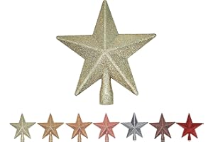 ‎BAMBELAA! Christbaumspitze Champagner Weihnachtsbaumspitze Stern Baumspitze Christbaum Spitze Dekoration Ornamente Weihnachten Weihnachtsdeko Christbaumschmuck Weihnachtsstern Kunststoff Glitzer ca. 18 cm