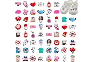 Volhuluk 60 Stück Schuhanstecker Pins Anstecker for Crocs, Crocs Anstecker für Anstecker Medizin Krankenschwester Medizin Anstecker Pins Schuhanhänger, Nurse Anstecker Schuhschmuck Für Schuhe DIY