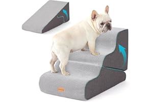 Gardner Pet Escaleras para Mascotas 2 en 1, con Tres peldaños de Espuma de Alta Densidad (35 cm y 42 cm) y diseño Antideslizante para facilitar el Acceso a sofás y Camas - Gris