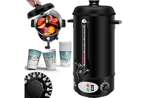 KESSER® Glühweinkessel 8L Edelstahl Inkl. 10x Becher Glühweinkocher mit Thermostat Glühweinautomat Heißgetränkeautomat Wasserkocher Heißwasserspender Einkochautomat Füllstandanzeige Zapfhahn Schwarz