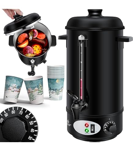 Marmite à Vin Chaud Saro Ancona 30 - 27 Litres, Inox, Réglable 30-110°C - Distributeur Eau Chaude Professionnel