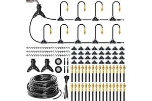 MIXC 360° Adjustable Irrigation System Kit, 200 FT Quick-Connect Drip Irrigation Kits, Automatic Garden Watering System with 1/4" Fast-Lock Tubing - 32 Pcs 360° Adjustable Nozzles for Garden,Plants