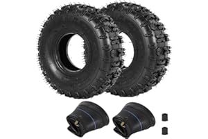 4.10/3.50-4 Tyre and Tube,RUTU 2 Pack of Sack Barrow Wheels 260X85 mm Replacement Pneumatic Tyres for Garden Trolly Trolley Hand Truck