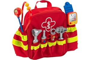 Theo Klein 4314 Rettungsrucksack | Mit Stethoskop, Spritze und vielem mehr | Elektronischer Blutdruckmesser mit Sound | Maße: 28 cm x 25 cm x 8,5 cm | Spielzeug für Kinder ab 3 Jahren