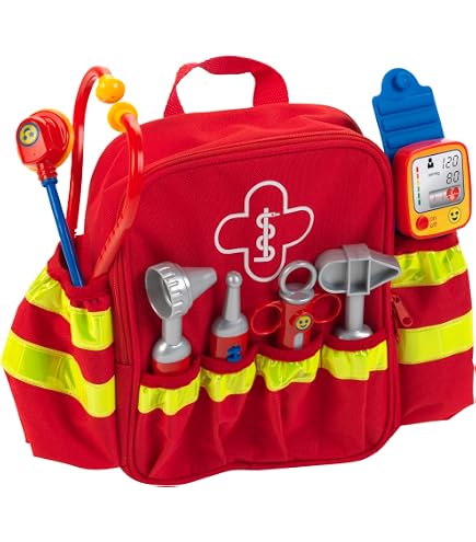 Toi Toys Arztset Im Rucksack – 16-teilig, Für Kinder Ab 4 Jahren, Mit Echt Aussehendem Arzt-Zubehör