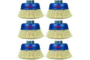 SALI Lot de 6 brosses métalliques de 7,6 cm pour meuleuses, avec arbre de 1,5 cm pour nettoyage intensif de la rouille, du décapage et de l'abrasion, pour meuleuse d'angle