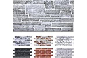 Commomy 12 Pièces Panneaux muraux 3D Autocollants, 3 MM D'épaisseur, Aspect Brique Pierre, 58 x 30 cm, Revêtement Mural PVC pour Salon, Cuisine, Chambre à Coucher, Intérieur