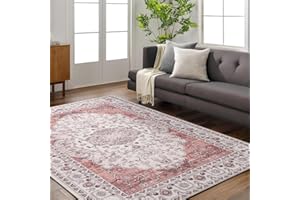 Carvapet Alfombras de Pasillo 180x270cm Alfombra Corredor Antideslizante Largo Alfombras de área Lavable Medallón Flor Alfombra para el Salón Dormitorio(Rosa)