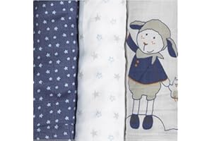 Sauthon Lot de 3 langes coton bio Merlin