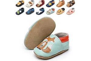 Scarpe Bambino in Morbida Pelle 0-24M Scarpe Neonato,Pantofole Infanzia Bambini Primi Passi con Suolla Scamosciata Antiscivolo Disegni di Fiori e Animali,Bambine e Ragazze Ciabatte Scarpette