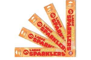 Exclusive Online | 5 Pack Large Golden Sparklers 25cm for Parties, Events, and Celebrations | Great for Weddings, Birthday Parties, Halloween, Bonfire Night, Christmas and New Year