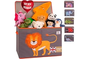 OLIVE & OSCAR OLIVE&OSCAR 80L Toy box, kids Toy Box Storage with Lid & Handles, Suitable for All Children, Boys, Girls,Toddlers, Lion, L60cmW33cmH40cm