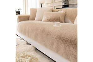 ShowyLive Soft Velvet Sofa Cover 1 2 3 4 Seater Non-Slip Couch Sofa Slipcovers Sofa Cushion Covers Sofa Protectors from Pets/Kids/Dogs (Khaki, 28 * 83 inch)