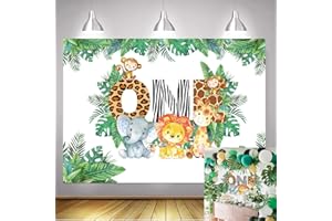 BUTEN Wild One Jungle Fond Boy 1th Birthday Fond éléphant Lion Singe Animaux forêt Photographie bébé Douche 1ère fête décoration 7x5ft