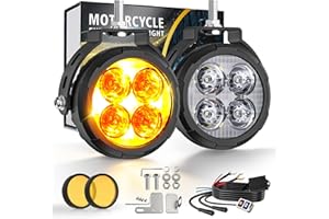 CO LIGHT 3.5 Inch LED motorcycle auxiliary headlight Amber/white two-tone LED fog lights with 9 modes Includes wiring harness and bracket Compatible for motorcycles, SUV, Truck, ATV