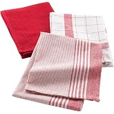 Douceur d'Int&eacute;rieur Vibrato &ndash; 3 Tea Towels, 50 x 70 cm, Red, Cotton Fabric