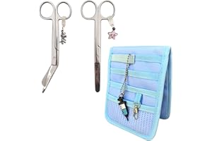 Nurse Life Pack MAXI2 | Tijeras Mayo y Pico Pato y organizador - Punta Roma | - I love it -, Punta Redonda | Enfermera Profesional, Primeros Auxilios, Vendaje. (Acero y Azul claro)