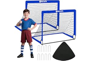 MAXVINI Fussballtore für Garten Kinder Pop Up 2er Set Fußballtor mit Verstärkten Glasfaserstangen & hochwertigen Tornetzen Faltbares Pop-Up Goal Fußballtore Kinder Set für Indoor, Outdoor, Garten