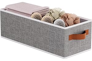 YheenLf 1 Stück Aufbewahrungskorb, Faltbare Stoffbox mit Griff, Aufbewahrungsboxen, Boxen Aufbewahrung in Badezimmern, Regalen, Schrank Organizer, 38x15.5x13cm, Grau