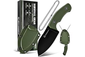 SPITZKANTE touch neck Knife pa - d, full Tang 5cr14mov Steel knife, mini cuchilla fija, longitud de la cuchilla 7,1 cm, con cadena de bola ABS