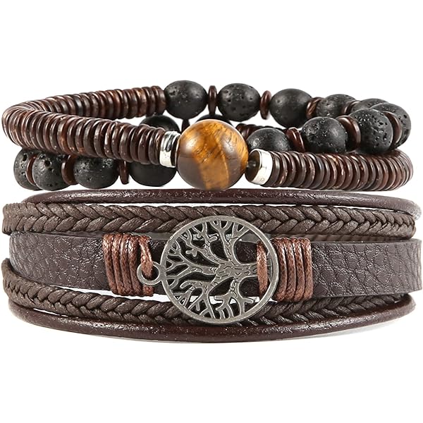 Jirong Brown Pulsera De Cuero De Los Hombres Antiguos, Correa De Cuero Band Pulsera Joyería Artesanal SL2258