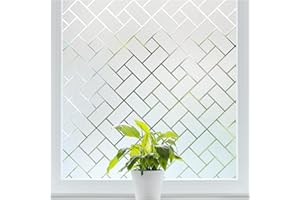 rabbitgoo Window Film Privacy Frosted Glass Film for Windows, Static Cling Non-Adhesive Frosting Decorative Stickers Opaque Anti UV Glass Covering for Home Office 44.5 x 200 cm