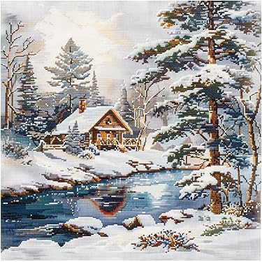 Coastline View Kreuzstich-Set – Mit Aida-Leinwand 40,6 Cm, DMC-Garnen & Nadeln