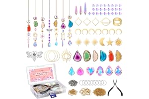 ‎BLUMWAY Blumway Kristall Sonnenfänger 168 Stück DIY Bastelsets Sonnenfänger Handwerk für Fenster, Stern Sonne Mond Goldkette Anhänger Kristalle Hängender Schmuck Regenbogen Tropfen Prisma