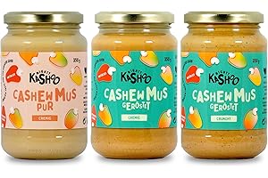 ‎MIGHTY KASHOO Mighty Kashoo - Cashewmus 3 x350g Vorratspack | Nussmus aus 100% Cashew Nüssen | ohne Zusatz von Zucker, ohne Palmöl - Natürlich, vegan und glutenfrei | für Saucen, Smoothies oder als Brotaufstrich