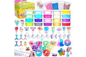 Zestaw Slime Theefun DIY Slime Zestaw do robienia slime zawierający 20 kryształów szlamu, 4 gliny, zawieszki ze slime jednorożec, zabawki DIY dla dziewczynek chłopców dzieci od 3 lat