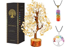 YATSKIA Albero di cristallo citrino, decorazione Feng Shui, albero dei chakra, oggetti spirituali, decorazione per la casa, albero di pietre preziose, pietra di cristallo citrino, regalo di buona fortuna