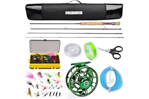 ‎PROBEROS PROBEROS Fliegenfischen Combo - Fliegenrute und Rollen Komplettes Starterpaket mit Fall - Fliegenfischen Komplettes Sets