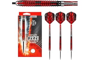 HARROWS Fire Inferno 90% Dardos de tungsteno | Juego de Dardos con Punta de Acero | 21 g, 22 g, 23 g, 24 g, 25 g y 26 g | Incluye Ejes de Encendido Supergrip y Plumas de Fuego de 100 micras.