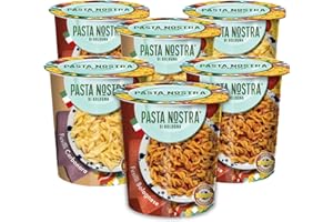 PASTA NOSTRA DI BOLOGNA Pasta Nostra Instant Pasta Pots - 6 Pack (6 x 70g) | Fusilli Carbonara (3 Pots) & Bolognese (3 Pots) | Quick Lunch, Just Add Water | Healthier Pot Noodle Alternative