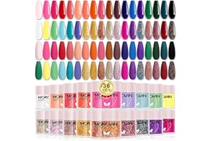 Morovan dip powder kit complet - 36 couleurs dip powder Pure Glitter Dip Powder Nail Set Dip Powder pour Dip Nails débutants DIY Set Dip Powder Convient pour les débutants et les studios de manucure