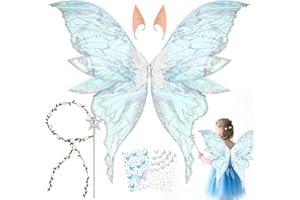 IIRC Kostium Fairy Wings Skrzydła wróżki dla dzieci i dorosłych, skrzydła motyla na karnawał, urodziny, Halloween, Boże Narodzenie, do odgrywania ról, komiksowa impreza tematyczna (błękitny)