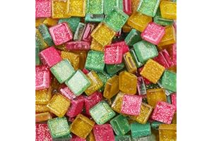 ANKTILY Azulejos de Mosaico Mezclados del Color, 1x1cm Cuadrado Piezas de Vidrio Kit Mosaico Teselas para la Decoración Casera o Manualidades de DIY 200g(Caramelo)