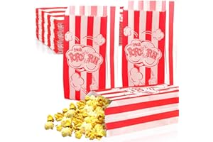 SZHHRXI 100 Pcs Petites Boite Pop Corn, Sachet Pop Corn, Sac à Pop Corn en Matériau Résistant à l'huile pour Machines à Pop Corn, Boîte à Pop corn Classique pour Party, Carnival, Cinéma (rouge100)