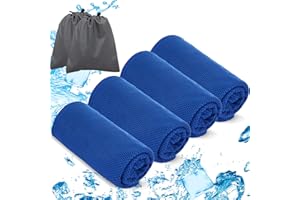 Donfri 4 Pack Cooling Towel with Carry Bag Ice Towels Quick Drying and Breathable Cooling Comfort for Outdoor Travel, Fitness, Camping, Swimming, Hiking(100 * 30CM, 4blue)