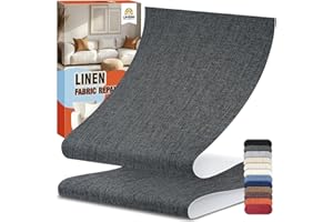 LIHBIH Tela Adhesiva para Tapizar Autoadhesivo 12x160 cm, parches para tela adhesiva Gris oscuro, Kit de Reparación de Parche de Lino para Sofa, Muebles, Sillas, Cortina, Cojines, Cabeceros