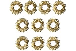 AMZFUK 10 Anillos De Acupresión,Anillos De Dedo Sensoriales Con Pinchos, Anillos De Acupuntura Para Reducir El Estrés Silencioso Y Masajeador Mejora La Circulación Sanguínea(oro)