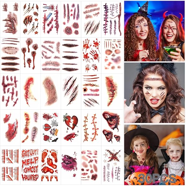 Halloween Narben-Tattoos – Realistische Fake-Wunden Für Grusel-Make-up