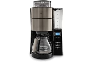 Melitta Aroma Fresh 1021-03 - Macchina da caffè con macina e serbatoio dell'acqua rimovibile, ca. 10 tazze, colore: Grigio metallizzato