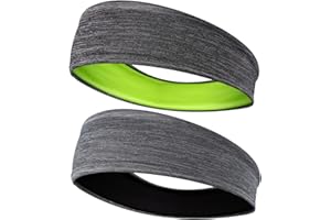 EasYoung 2-Pack Headbands for Men Women, Sweat Wicking Headbands for Sports Fitness Yoga Running Elastic Non Slip, Unisex